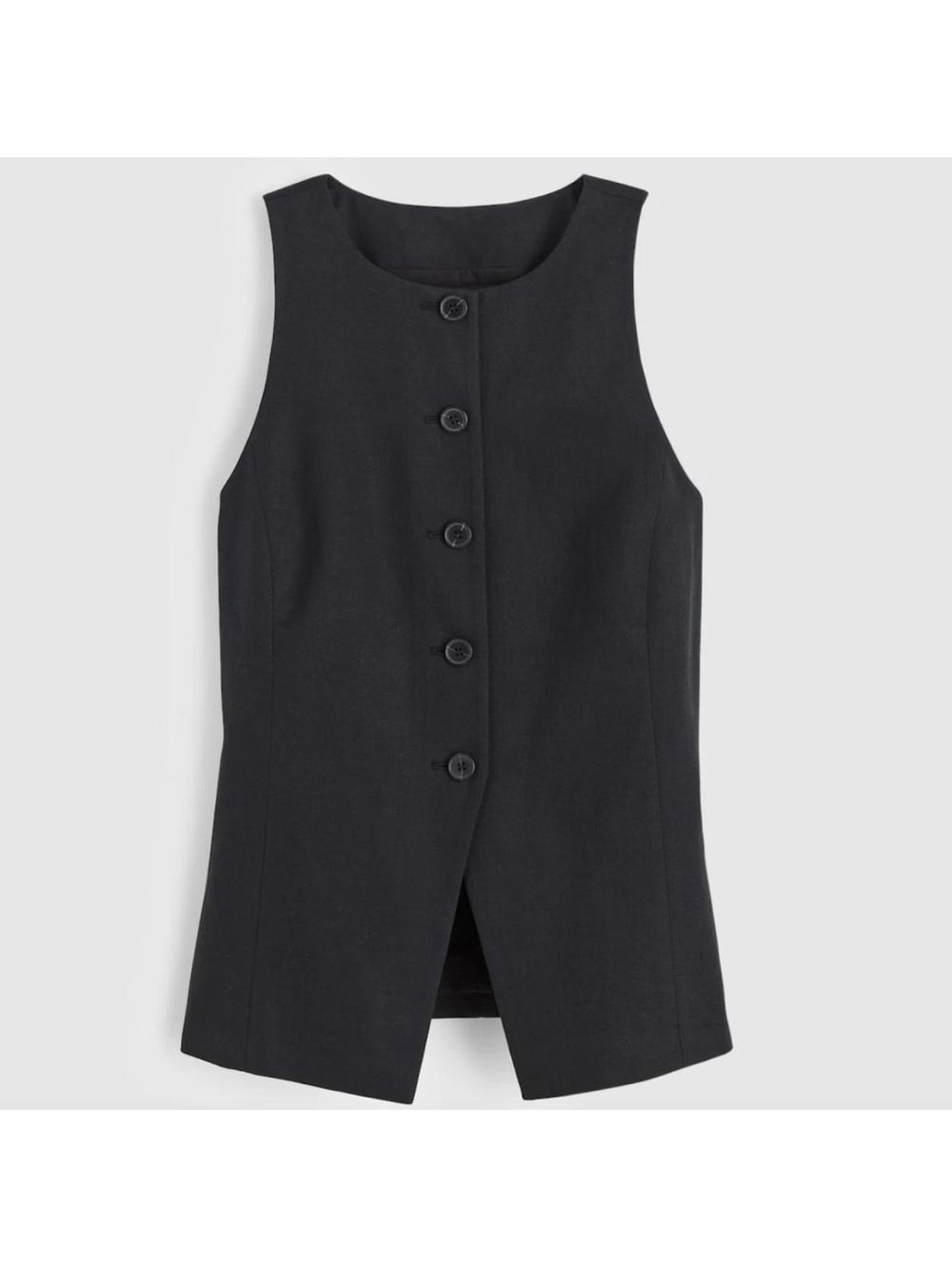 NEW Madewell Crewneck Cutaway Vest Drapey Twill Sz 8 TRUE BLACK Tank $98 #NW061 - Picture 2 of 16